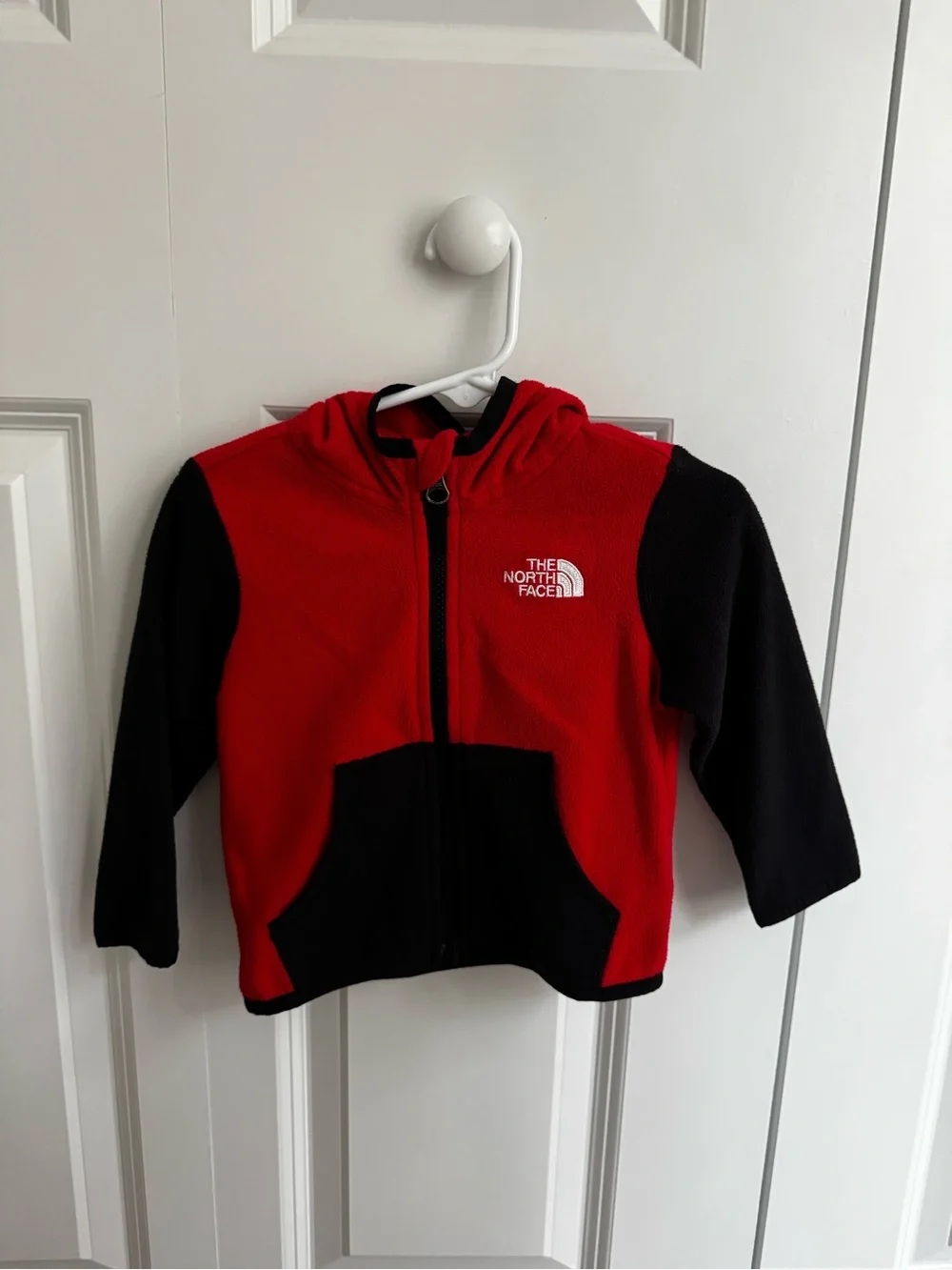 The North Face Kids Red and Black Hooded Fleece Jacket